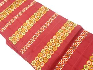 リサイクル　横段に古典柄模様織出し名古屋帯